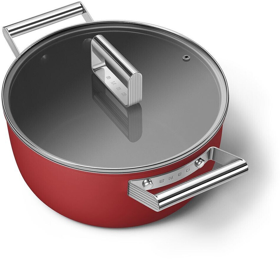 قابلمه ۲۴ سانتی اسمگ ایتالیا مدل SMEG CKFC2411RDM | رنگ قرمز | بدنه آلومینیومی با پوشش نچسب